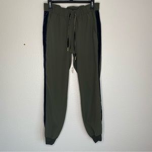 Lululemon Olive Green Jogger With Black Velvet Stripe Track Pant Size 6